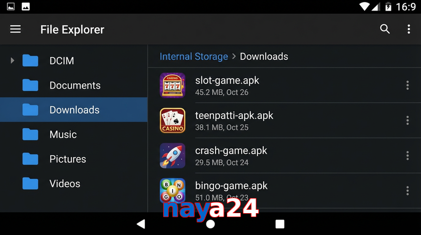 Main screen of Naya24 gameapk page for PK players